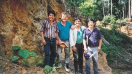 BY VIVIAN DANIELSONMetallurgist Jerry Alo, John Felderhof, project manager Michael De Guzman, and geologist Cesar Puspos at the Busang gold project in East Kalimantan, Indonesia, in 1996.