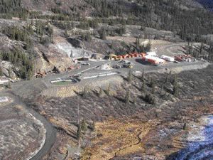 An aerial view of the upper portal at Yukon Zinc's Wolverine polymetallic deposit, in the southeastern region of the Yukon.