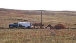 Western Prospector Group drilling in 2005 on the Gurvanbulag deposit at its Saddle Hills uranium project, in northeastern Mongolia.