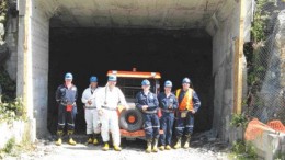 BY SUSAN KIRWINFrom left: First Metals chairman Jay Jaski; director George Salamis; Romeo D'Angela of Novadan Capital; First Metals CEO Richard Williams; Bob Romanyk of Private Equity Capital; and Sylvain Lessard, First Metals' mine manager at the Fabie Bay project. Fabie Bay was mined by Noranda in the 1970s and First Metals plans to bring the operation back into production sometime this fall.