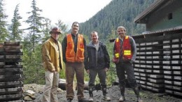 At the Niblack project, from left: Niblack Mining's underground operations manager Henry Bogert, senior geologist Greg Duso, president Paddy Nichol, and vice-president of exploration Darwin Green.