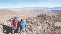 Antares Minerals' project geologist Javier Robeto (left) and Mansfield Minerals' director John Leask in a trench on the joint-venture partners' Rio Grande copper-gold project in northwestern Argentina's Salta province.