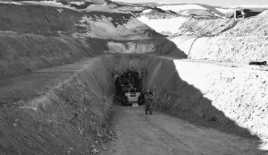 The tunnel entrance at the El Morro copper-gold project in Chile.