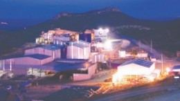 A nighttime view of the plant at Capstone Mining's Cozamin polymetallic mine in Mexico.