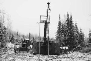 Drilling tests the depth extension of gold-mineralized quartz vein structures at Kodiak Exploration's Hercules project, in Ontario's Beardmore-Geraldton greenstone belt.