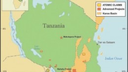 A map of Atomic Minerals' projects in Tanzania. The company has begun a geological mapping and sampling program on its three uranium licences in the Mbinga district.
