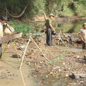 A local gold pannign operation near one of Southern Gold's projects in Cambodia. The Australia-based company has a total of eight gold and base metals projects either wholly or majority owned in Cambodia.