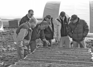 Inspecting core at Canadian Royalties' Nunavik Nickel project in Northern Quebec.