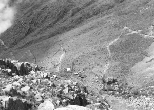 Looking down at the camp and drill at Strait Gold's Letra Rumi South copper project, in Peru. In addition to copper, the 9-sq.-km project shows evidence of gold, silver and molybdenum.