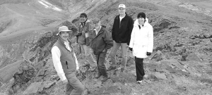 South American Silver's directors at the Malku Kohto silver-indium project in Bolivia. From left: Felipe Malbran, executive vice-president of exploration; Fernando Caceres, project manager; John Paul, director; Paul Haber, director; and Tina Woodside, director.