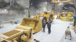 Underground at Agnico-Eagle Mines' Goldex gold mine, in Val d'Or, Que. The company is using load-haul-dump loaders with buckets twice the size of the industry average.