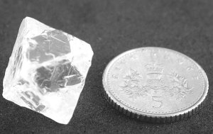 The 25.13-carat gem-quality diamond found in drilling at Mountain Province Diamonds' and De Beers' Gahcho Ku project, in the Northwest Territories.