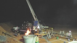 The night shift of drilling at ATW Venture's NOA 2 gold deposit, in Western Australia. Efforts to extend the deposit north resulted in the discovery of a new orebody within access to the current underground workings.