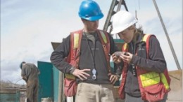 IMPERIAL METALS Geologists Lee Ferreira (left) and Melissa Darney examine core drilled at Imperial Metals' Mount Polley open-pit copper-gold mine, in central British Columbia.