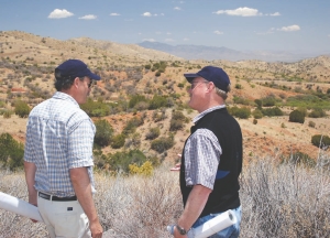 Mike Clarke, vice-president of exploration for Augusta Resource (left) and Jamie Sturgess, vice-president of sustainability overlooking the company's Rosemont copper-molybdenum-silver project, in southern Arizona.