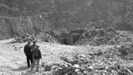 Standing next to the pit at Duran Ventures' Aguila copper-molybdenum project in Ancash, Peru.