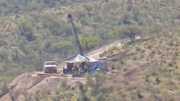 Hillside drilling at Geologix's San Agustin gold-silver-lead-zinc project in Mexico.