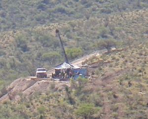 Hillside drilling at Geologix's San Agustin gold-silver-lead-zinc project in Mexico.