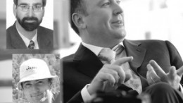 The Northern Miner's "Mining Person of the Year" award goes to Aurelian Resources' Fruta del Norte team (clockwise from top left): Keith Barron, Patrick Anderson and Stephen Leary.