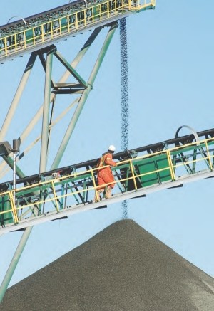 A worker inspects the stacker at Polaris Minerals' Orca quarry, 4 km west of Port McNeill, B. C. The aggregates company closed a $25-million bought-deal financing in January that will wipe out a $20-million bridge loan and add $5 million to its treasury.