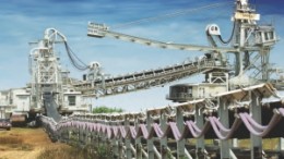 The waste stacker at Katanga Mining's KOV project, one of the world's largest and highest-grade copper projects, located in the Democratic Republic of the Congo.