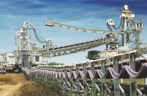 The waste stacker at Katanga Mining's KOV project, one of the world's largest and highest-grade copper projects, located in the Democratic Republic of the Congo.