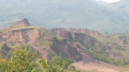 Overgrown artisanal mine workings at Colossus Minerals' Serra Pelada gold-platinum group elements project in Brazil. The project was the site of an epic gold rush in the 1980s.