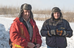 Jim Twomey, Premier Gold Mines' Exploration Manager (left) and Ewan Downie, president and CEO, at Premier Gold Mines' Hardrock project near Geraldton, Ont.