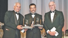 From left: Allan Keats and Michael Stares, of Newfoundland and Labrador's Keats-Stares clan, receiving the Prospectors and Developers Association of Canada's Bill Dennis Prospector of the Year Award in 2007, from former PDAC president Peter Dimmell.