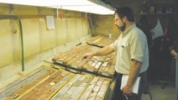 Darin Wagner, West Timmins Mining's president and CEO, examines core samples from hole 68 at the Thunder Creek joint-venture property in Timmins, Ont. Hole 68 intersected 12.75 grams gold per tonne over 83.4 metres, including 24.68 grams gold over 13 metres, 38.22 grams gold over 11 metres and 26.78 grams gold over 8.5 metres.