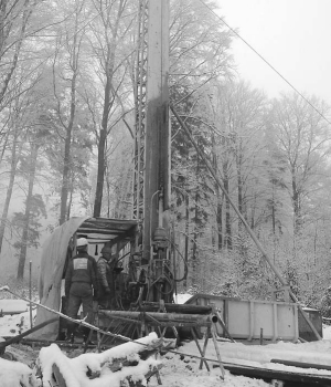 Winter drilling at Tournigan Energy's Kuriskova uranium deposit in Slovakia.