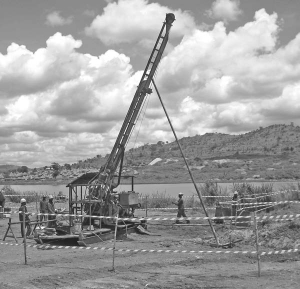 Drilling at the Chauffeur deposit at Moto Goldmines' Moto gold project, in the Democratic Republic of the Congo.