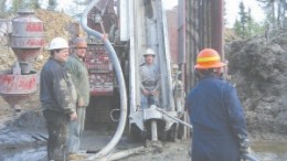 Conducting a gyroscopic survey of a reverse-circulation hole at International Tower Hill Mines' Livengood gold discovery, in Alaska.