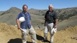 Evolving Gold's president and chief geologist Quenton Hennigh on the left with CEO Robert Barker at the Rattlesnake Hills gold project 70 km west of Casper, Wyoming.