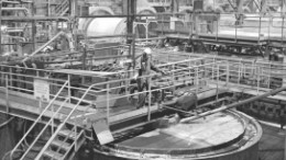 A worker oversees the flotation process at Thompson Creek Metals' Endako molybdenum mine, near Fraser Lake, B.C.