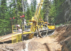 Drilling for gold at Premium Exploration's Friday-Petsite gold project in Elk County, Idaho.