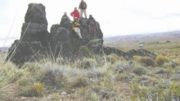 Mirasol Resources management and technical team at the recent silver discovery outcrop, Julia, part of the Virginia vein system. From left: Paul Lhotka (principal geologist and qualified person), Mary Little (president), Facundo Flores (project geologist), Tim Heenan (exploration manager) and Claudio Lucero (project geologist).