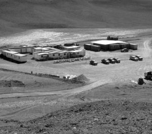 The camp at Andina Minerals' Volcan gold project in Chile. The Volcan project is in Chile's Maricunga gold belt, 100 km east of Copiapo. Andina is working through a 21,000-metre drill program at Volcan designed to upgrade the resource and better define high-grade zones within the Dorado deposit.