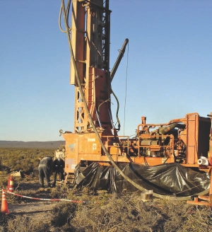 Drilling at one of Mega Uranium's properties in Argentina. The company recently made the decision to spin off its South American assets to U3O8 Corp.