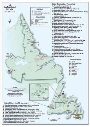 Exploration and mining activity in Newfoundland and Labrador.