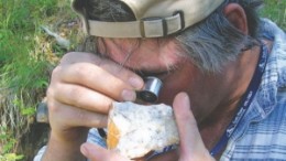 Shawn Ryan, the prospector who discovered Underworld Resources' White Gold project in the Yukon, examines core on site.
