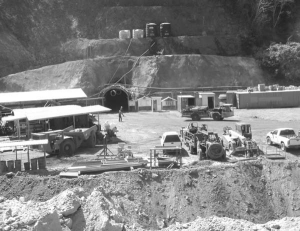 Looking down at the portal of the production decline at Farallon Mining's zinc-rich G-9 polymetallic underground mine in Mexico.