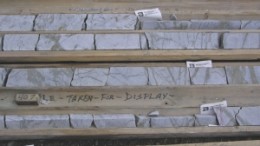 Core samples from Eagle Hill Exploration's Windfall Lake gold project in northern Quebec. The company recently released its first drill result, tripling the company's stock price.