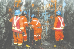 Inspecting the visible geology underground at Golden Band Resources' Bingo gold mine, part of the La Ronge gold project in Saskatchewan.