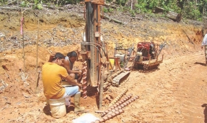 Prospectors at Sandspring Resources' Toroparu gold-copper deposit in Guyana.