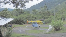 Helicopters at Anfield Nickel's Chulac camp, the main camp for its Mayaniquel nickel project in Guatemala.