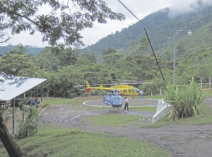 Helicopters at Anfield Nickel's Chulac camp, the main camp for its Mayaniquel nickel project in Guatemala.