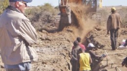 Energizer Resources personnel logging vanadium samples during a trenching program at the Green Giant vanadium project in Madagascar.