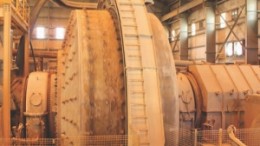 The ball mill crushes ore at Centerra Gold's Boroo gold project in Mongolia.