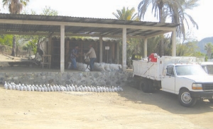 Workers prepare to ship drill samples from the San Antonio project in Mexico.